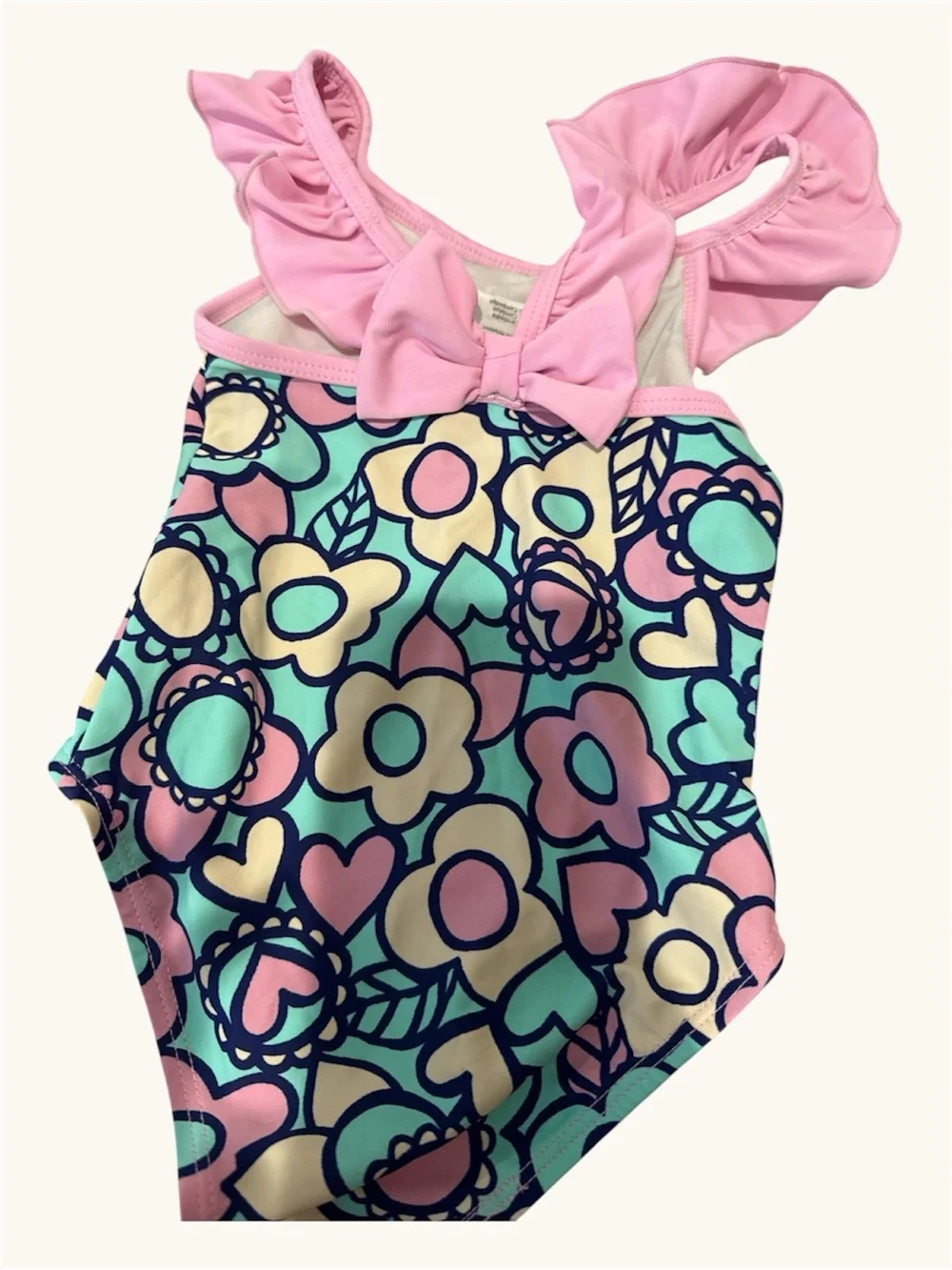 Barbie Pink Multicolor Floral Ruffle One-Piece Swimsuit Set